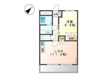 グリーンキャッスル III(1LDK/1階)の間取り写真