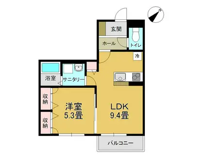 メゾンリバーC(1LDK/1階)の間取り写真