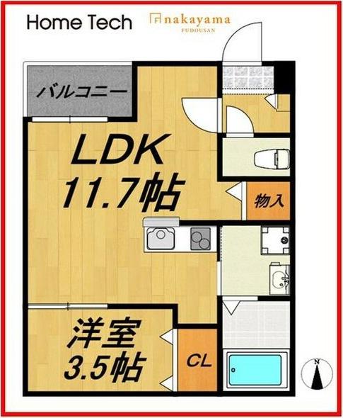 LECOCON稲沢(1LDK/1階)の間取り写真