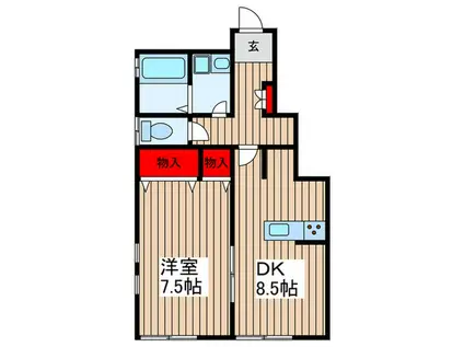 大谷口 K・S ハウス(1DK/1階)の間取り写真