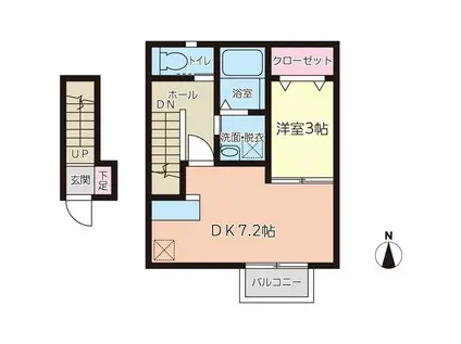 プレモリー長町南A棟(1DK/2階)の間取り写真