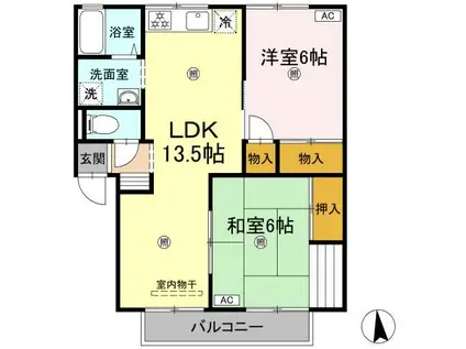 カーサM(2LDK/2階)の間取り写真
