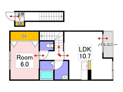 カーム八幡(1LDK/2階)の間取り写真