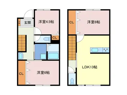 ブリスハウス・キューワ(3LDK/1階)の間取り写真