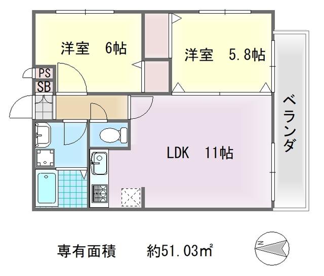 ラッフィナート(2LDK/1階)の間取り写真