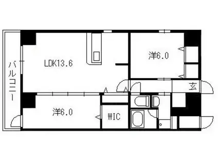 ラ・テール袋町公園(2LDK/11階)の間取り写真