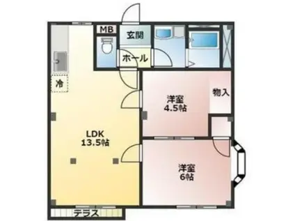 エルディム希望(2SLDK/2階)の間取り写真