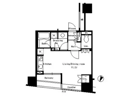 パークアクシス日本橋ステージ(ワンルーム/9階)の間取り写真