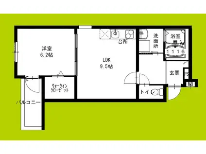 フジパレス庄内西町II番館(1LDK/1階)の間取り写真