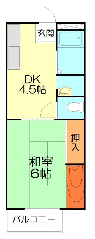 ハイツゆう(1DK/2階)の間取り写真