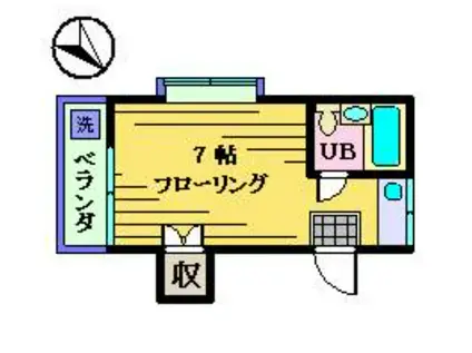 アカツキハイツ(ワンルーム/2階)の間取り写真