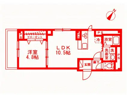 ジェイドYOKOHAMA(1LDK/2階)の間取り写真