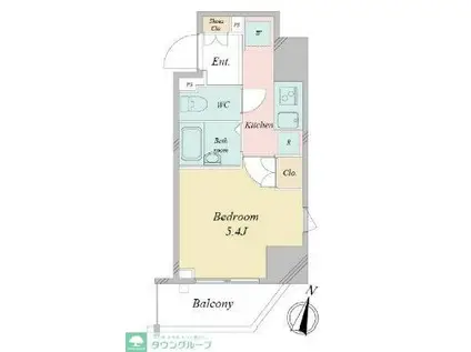 CLAREGRACE松戸(1K/10階)の間取り写真