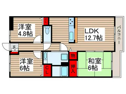 ソレイユ松戸(3LDK/1階)の間取り写真