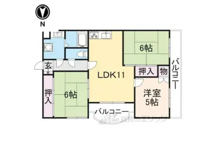 インペリアル東生駒(3LDK/5階)の間取り写真