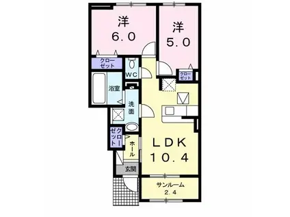 ボナールI(2LDK/1階)の間取り写真