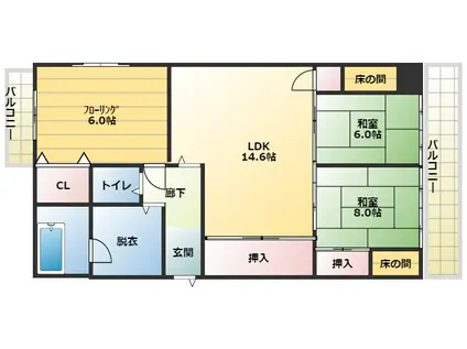 プレジール大宮(3LDK/1階)の間取り写真