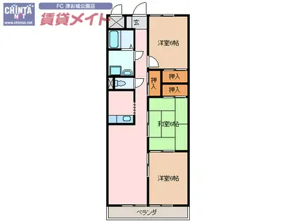 メゾンドゥールII(3LDK/4階)の間取り写真