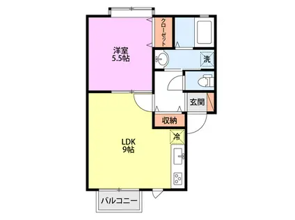 カーサウィング(1LDK/2階)の間取り写真