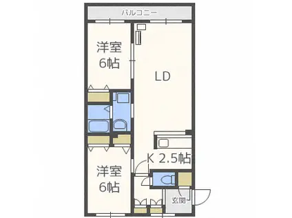 エクセルI番館(2LDK/4階)の間取り写真