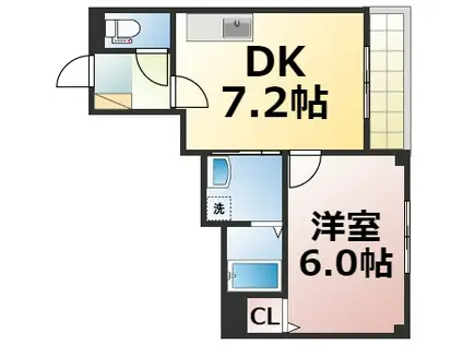 ステラートコート玉造(1DK/4階)の間取り写真