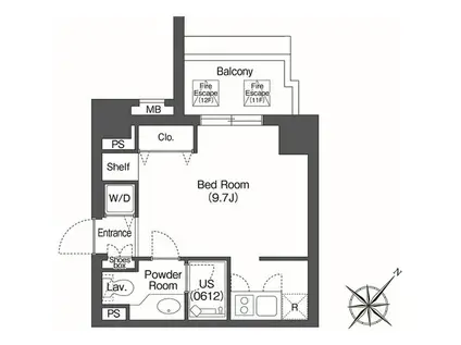 ユーレジデンス高輪台(ワンルーム/12階)の間取り写真