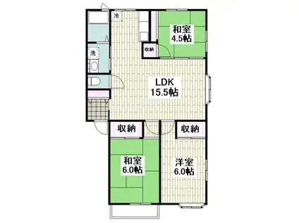 ジーエルハイツ(3LDK/1階)の間取り写真