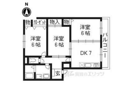 アーバンハウス鴨川(3DK/4階)の間取り写真