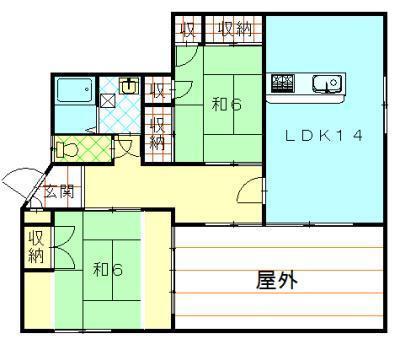 FUNDビル(2LDK/4階)の間取り写真