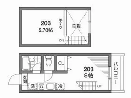 ルアンカパル(ワンルーム/2階)の間取り写真