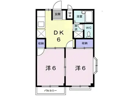 フォレストパークB(2DK/2階)の間取り写真
