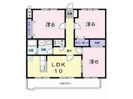 インペリアル山本(3LDK/3階)の間取り写真