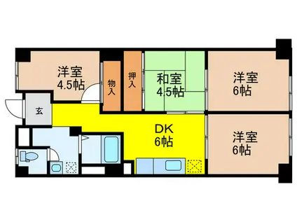 茨木グランドハイツ(4DK/7階)の間取り写真