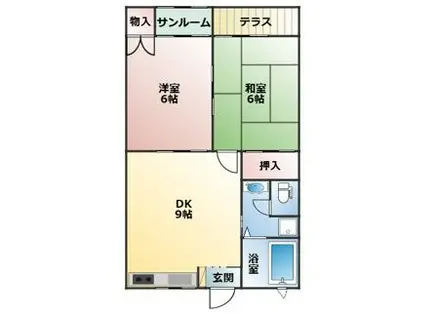 サザンアルファ岡田(2DK/2階)の間取り写真