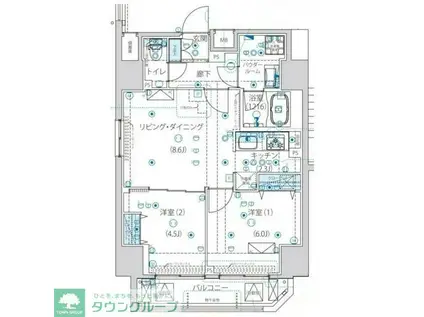ルクレ墨田緑III(2LDK/8階)の間取り写真