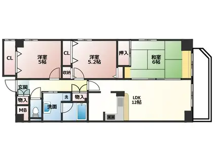 リバティスクエアKURE(3LDK/6階)の間取り写真