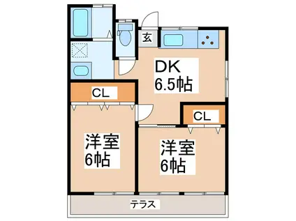 田上アパート(2DK/1階)の間取り写真