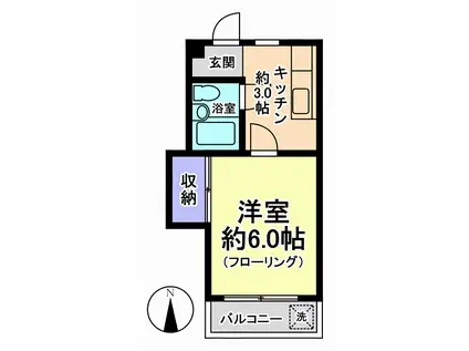 コーポ1パット(1K/2階)の間取り写真