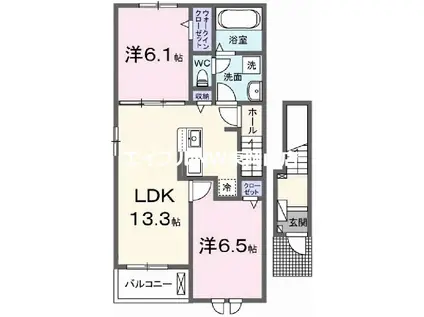 サンフォレストハルレイ(2LDK/2階)の間取り写真