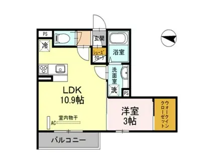 カサブランカ武蔵浦和(1LDK/3階)の間取り写真