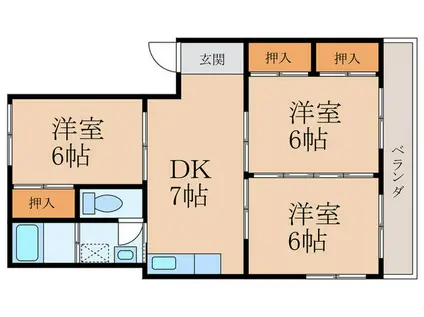 オアシス安部山公園(3DK/3階)の間取り写真