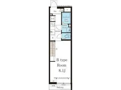 リブリ・岸辺・OSAKA(1K/2階)の間取り写真
