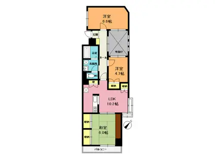 シェブロンヒルズB棟(3LDK/2階)の間取り写真