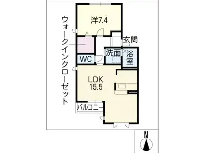 プレゼンス・パークN(1LDK/1階)の間取り写真