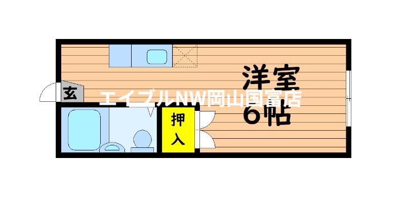サンコーポ津高(ワンルーム/1階)の間取り写真