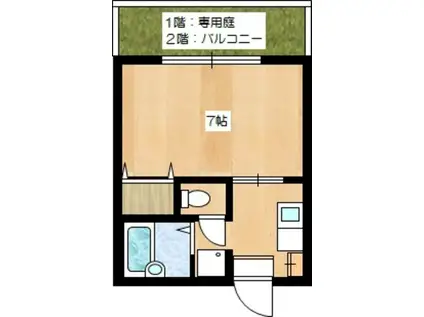 ドミールふしのC(1K/2階)の間取り写真