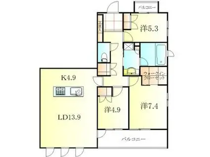 サンクレーア矢場町(3LDK/14階)の間取り写真