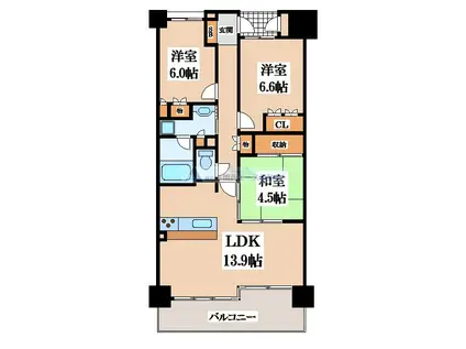 ファミール上石切アルテサージュ(3LDK/10階)の間取り写真
