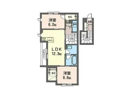 クレストコートII(2LDK/2階)の間取り写真