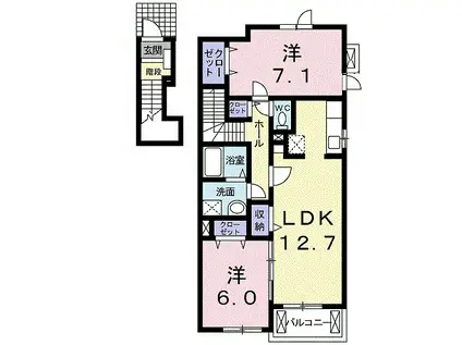 KSハウスC(2LDK/2階)の間取り写真